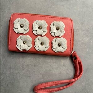 Floral Coral Wristlet Wallet